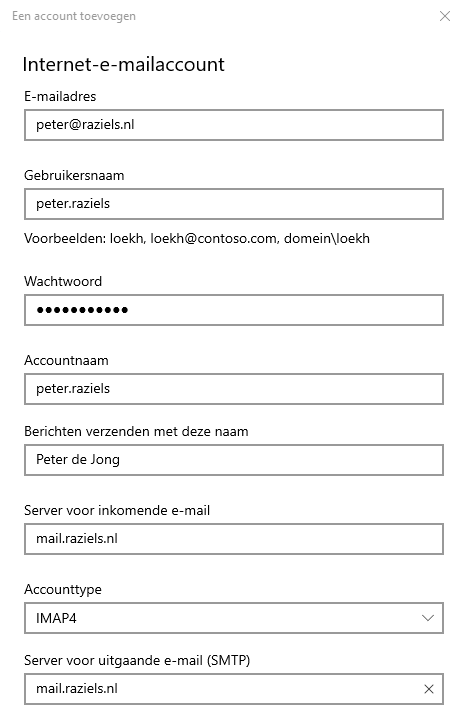 email account instellingen 1